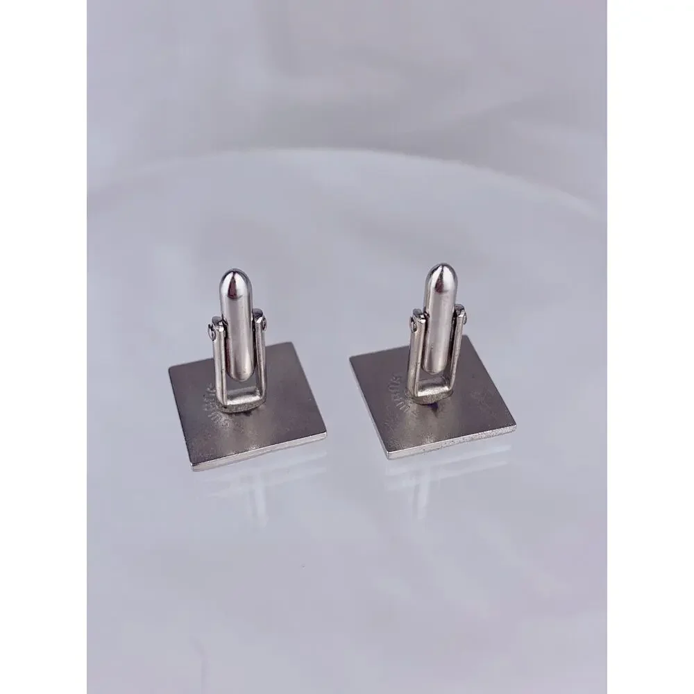 Footprints in Sand Silver Tone Cufflinks Footsteps 3 Dimensional Swank Vintage